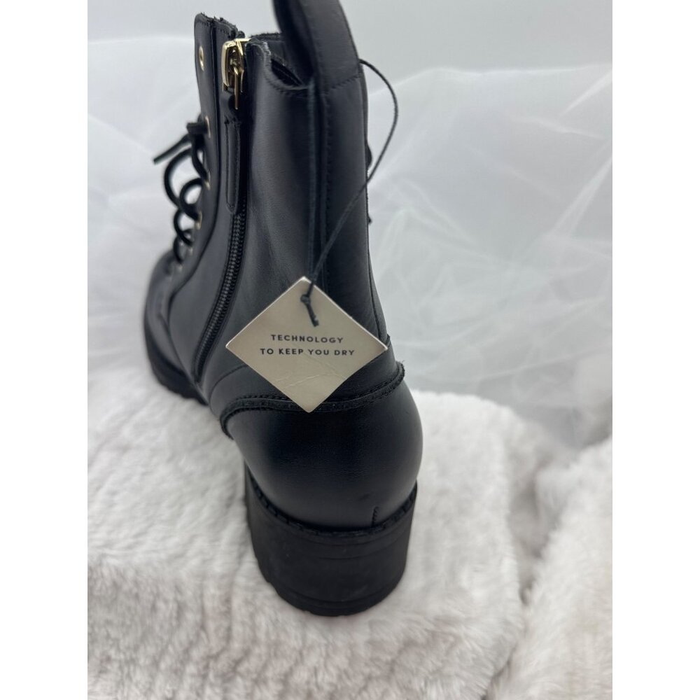 Cole Haan Camea Leather Combat Boots Black Side Zipper & Lace-Up Size 9B - Picture 13 of 15